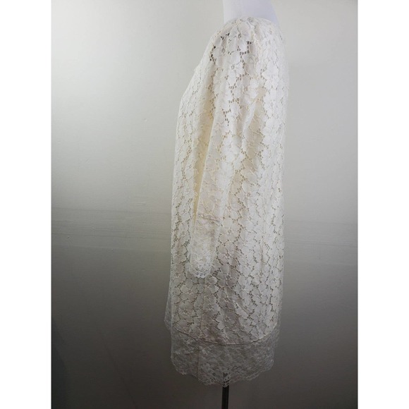 Tibi 12 Women LARGE dress Lace Knee‎ Length Shift Sleeveless Ivory Formal Party - Picture 5 of 13